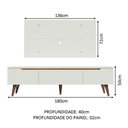 Ver imagem 4 de Rack Madesa Reims e Painel para Tv até 55 Polegadas 2 Portas e 1 Gaveta - Branco