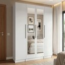 Ver imagem 1 de Guarda-Roupa Modulado com Espelhos 160 cm 4 Portas Branco Neo Madesa