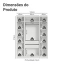 Ver imagem 3 de Guarda-Roupa Modulado com Espelhos 160 cm 4 Portas Branco Neo Madesa