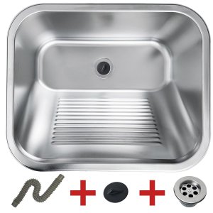 Tanque Inox Lavanderia 55x45 com Válvula Aço Inox Brinovar