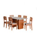 Ver imagem 1 de Kit Mesa Jantar Santiago 160 com Tampo de Vidro e 6 Cadeiras Cinamomo/branco/nevoa Boucle