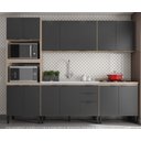 Ver imagem 1 de Cozinha Modulada Firenze 270m com Balcão de Pia 120m sem Tampo/cuba - Avena Touch/ Grafito Demóbile