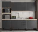 Ver imagem 1 de Cozinha Modulada Firenze 270m com Balcão de Pia 120m sem Tampo/cuba - Avena Touch/ Grafito Demóbile