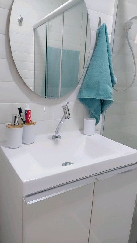Lavatório para Banheiro 60x40 Quadri Branco Mármore Sintético