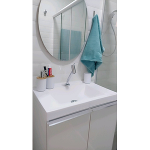 Lavatório para Banheiro 60x40 Quadri Branco Mármore Sintético