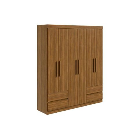 Guarda Roupa Solteiro 6 Portas e 4 Gavetas Zeus Rovere/amêndoa - Lopas