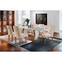 Ver imagem 1 de Kit Mesa C/ Tampo Vidro Canto Reto 180cm + 6 Cadeiras Imbuia Creme
