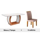 Ver imagem 3 de Kit Mesa C/ Tampo Vidro Canto Reto 180cm + 6 Cadeiras Imbuia Creme