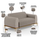 Ver imagem 2 de Kit Sofá 3 Lugares 180cm com 2 Poltronas Molino Pés D'ouro D02 Linho Bege C-107 - Lyam Decor