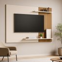 Ver imagem 1 de Painel Mênfis Moderno para Tvs de até 50" com 2 Prateleiras:off White