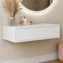 Ver imagem 1 de Escrivaninha Mesa Escritório Suspensa 100% MDF Complemento 1 Gaveta 78,5cm Branco Line
