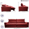 Sofá Retrátil e Reclinável 3,15m Molas Ensacadas Cama inBox Spazus com Bordado 3D Velusoft Vermelho - 2