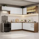 Ver imagem 1 de Armário de Cozinha Completa de Canto 469cm Rustic/Branco Glamy Madesa 01