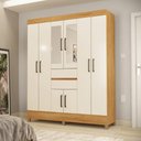 Ver imagem 1 de Guarda Roupa Roupeiro Casal 8 Portas 2 Gavetas Munique com Espelho Cinamon Touch Off White Demóbile