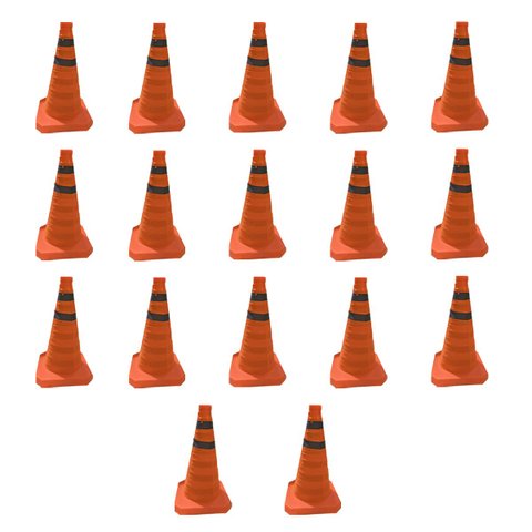Cone Dobravel Retratil Faixa Refletiva Kit 17 Uni Portatil Flexivel Trafego Seguranca Obra Estrada B