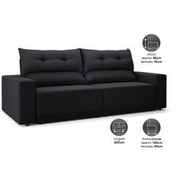 Sofá Lord 2,00m Retrátil e Reclinável Velosuede - Netsofas - 4