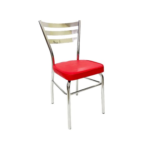 Cadeira de Cozinha com Reforço Cromada Assento Grosso Cor Vermelho Poltronas do Sul 1722