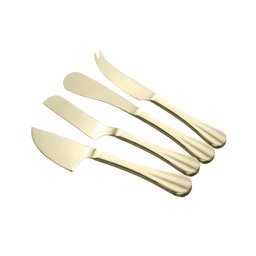 Conjunto 4 Facas para Queijo de Aço Inox Positano Dourada - Lyor - 5