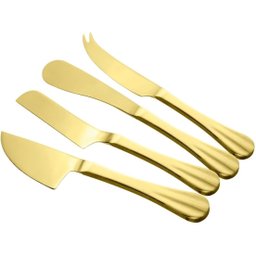 Conjunto 4 Facas para Queijo de Aço Inox Positano Dourada - Lyor - 1