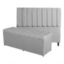 Ver imagem 1 de Kit de Quarto Roma Cabeceira de Cama Box e Calçadeira Baú King 195 Cm Suede Prata do Lar Móveis e
