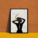 Ver imagem 1 de Quadro Decorativo Fases da Lua- Mulher 24x18cm - com Vidro:madeira Branca