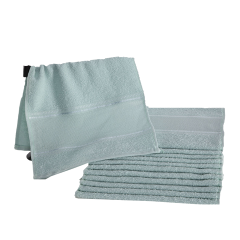 Kit 12 Toalhas de Lavabo Mão Linha Social 100% Algodao:Verde Caribe