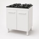 Ver imagem 6 de Balcão 75,5cm para Cooktop 5 Bocas Cor Branco Pés Reguláveis Prateleira 2 Portas