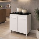 Ver imagem 1 de Balcão 75,5cm para Cooktop 5 Bocas Cor Branco Pés Reguláveis Prateleira 2 Portas