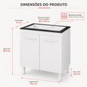 Ver imagem 3 de Balcão 75,5cm para Cooktop 5 Bocas Cor Branco Pés Reguláveis Prateleira 2 Portas