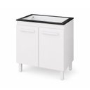 Ver imagem 5 de Balcão 75,5cm para Cooktop 5 Bocas Cor Branco Pés Reguláveis Prateleira 2 Portas