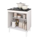 Ver imagem 4 de Balcão 75,5cm para Cooktop 5 Bocas Cor Branco Pés Reguláveis Prateleira 2 Portas