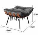 Ver imagem 2 de Puff Costela Base Fixa Para Sala De Estar, Quarto - Suede Cinza Grafite
