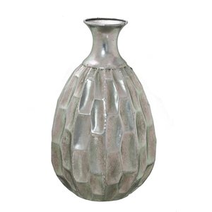 Vaso Garrafa Decorativo em Metal Prata
