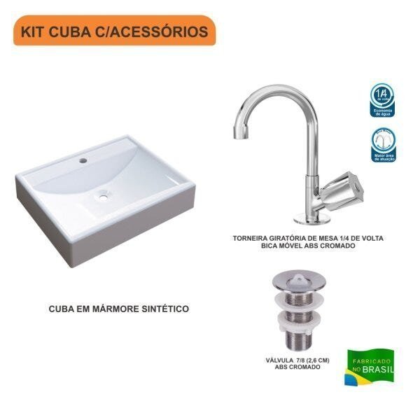 Kit Cuba RT49 Torneira C50 e Válvula 1 Polegada ABS Compace - 3
