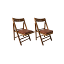 Ver imagem 4 de Kit com 2 Cadeiras Dobráveis em Madeira Castanho com Assento Estofado 1003 – Preebel Courino Telha -