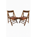 Ver imagem 1 de Kit com 2 Cadeiras Dobráveis em Madeira Castanho com Assento Estofado 1003 – Preebel Courino Telha -