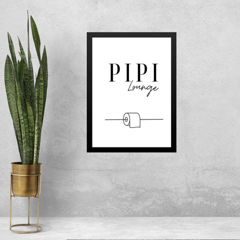 Quadro Decorativo e Divertido para Banheiro Minimalista 24x18cm - com Vidro:moldura Preta
