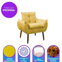 Poltrona Decorativa Sala de Estar Escritório Quarto Prime Cor: Amarela - 3