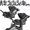 Ver imagem 3 de Carrinho com 2 Bebe Conforto 2 Base Isofix Kiddo Pair Cinza