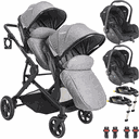 Ver imagem 1 de Carrinho com 2 Bebe Conforto 2 Base Isofix Kiddo Pair Cinza