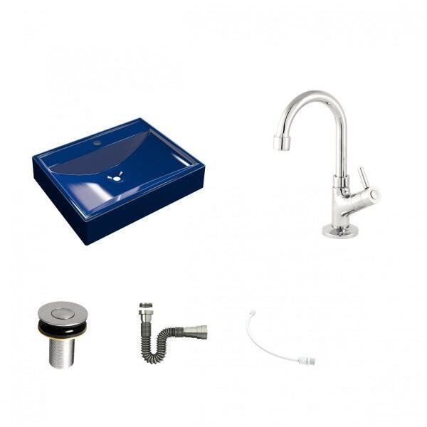 Kit Cuba RT49 com Torneira 1198 Metal e Válvula Click 1 Polegada B e Sifão Cromado e Flexível Compac - 2