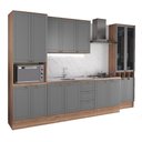 Ver imagem 7 de Cozinha Milla Garden 15 Portas 3 Gavetas MDF-MDP 340cm Cinza com Nogal e Titânio Móveis Carraro