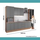 Ver mais imagens de Cozinha Milla Garden 15 Portas 3 Gavetas MDF-MDP 340cm Cinza com Nogal e Titânio Móveis Carraro