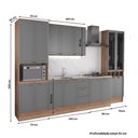 Ver imagem 4 de Cozinha Milla Garden 15 Portas 3 Gavetas MDF-MDP 340cm Cinza com Nogal e Titânio Móveis Carraro