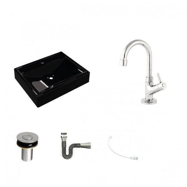 Kit Cuba RT49 com Torneira 1198 Metal e Válvula Click 1 Polegada B e Sifão Cromado e Flexível Compac - 2