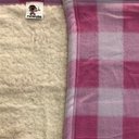 Ver imagem 2 de Cobertor Xadrez Sherpa Bebê Cobertores Parahyba Polar Xadrez Sherpa Xadrez Rosa Claro