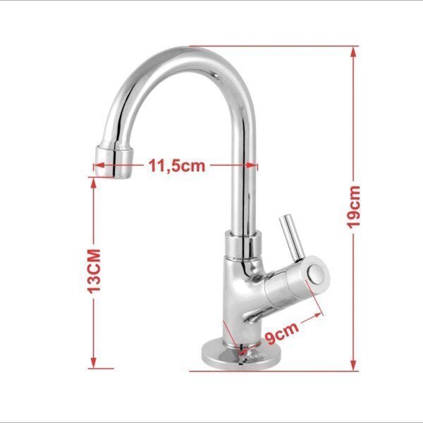 Kit Cuba RT49 com Torneira 1198 Metal e Válvula Click 1 Polegada B e Sifão Cromado e Flexível Compace - 9