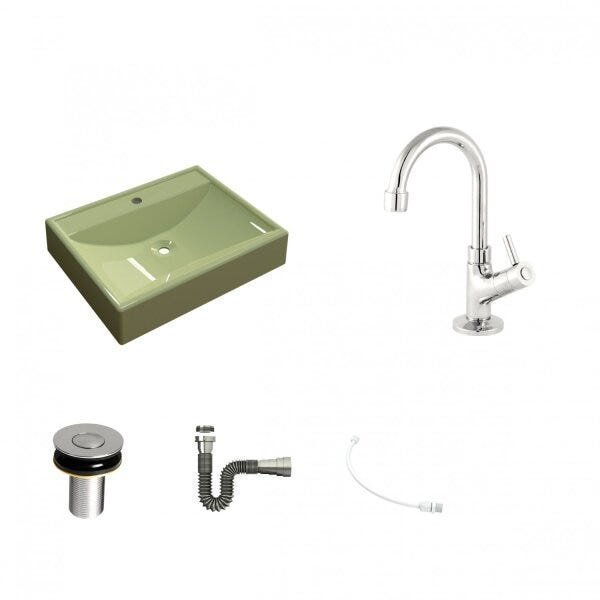 Kit Cuba RT49 com Torneira 1198 Metal e Válvula Click 1 Polegada B e Sifão Cromado e Flexível Compace - 2