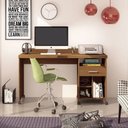 Ver imagem 2 de Mesa de Computador Escrivaninha Office Rodízios Gaveta e Nichos Slim:freijó