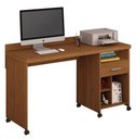 Ver imagem 1 de Mesa de Computador Escrivaninha Office Rodízios Gaveta e Nichos Slim:freijó